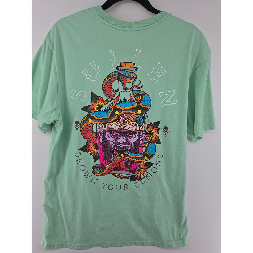 Sullen Art Collective Drown Your Demons Graphic T-Shirt XL Seafoam Green Mens - Picture 6 of 8